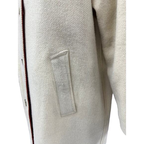 Vintage Reversible Burberry Blue Label Womens Coat Red Cotton/White Wool sz L/XL - Picture 9 of 11